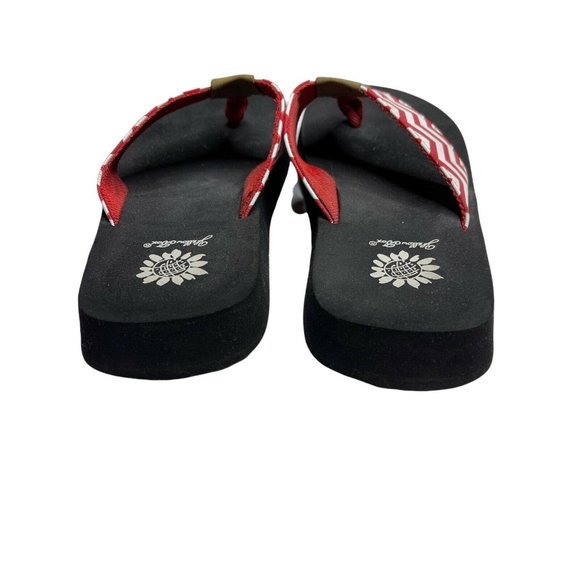 Yellow Box Flip Flop Sandals Red & White Chevron Thong Flip Flops Women's Size 7 - Picture 8 of 12